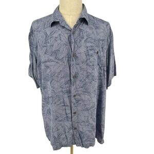 David‎ Taylor Collection Mens XL Blue Tropical Leaf Short Sleeve Button Up Shirt